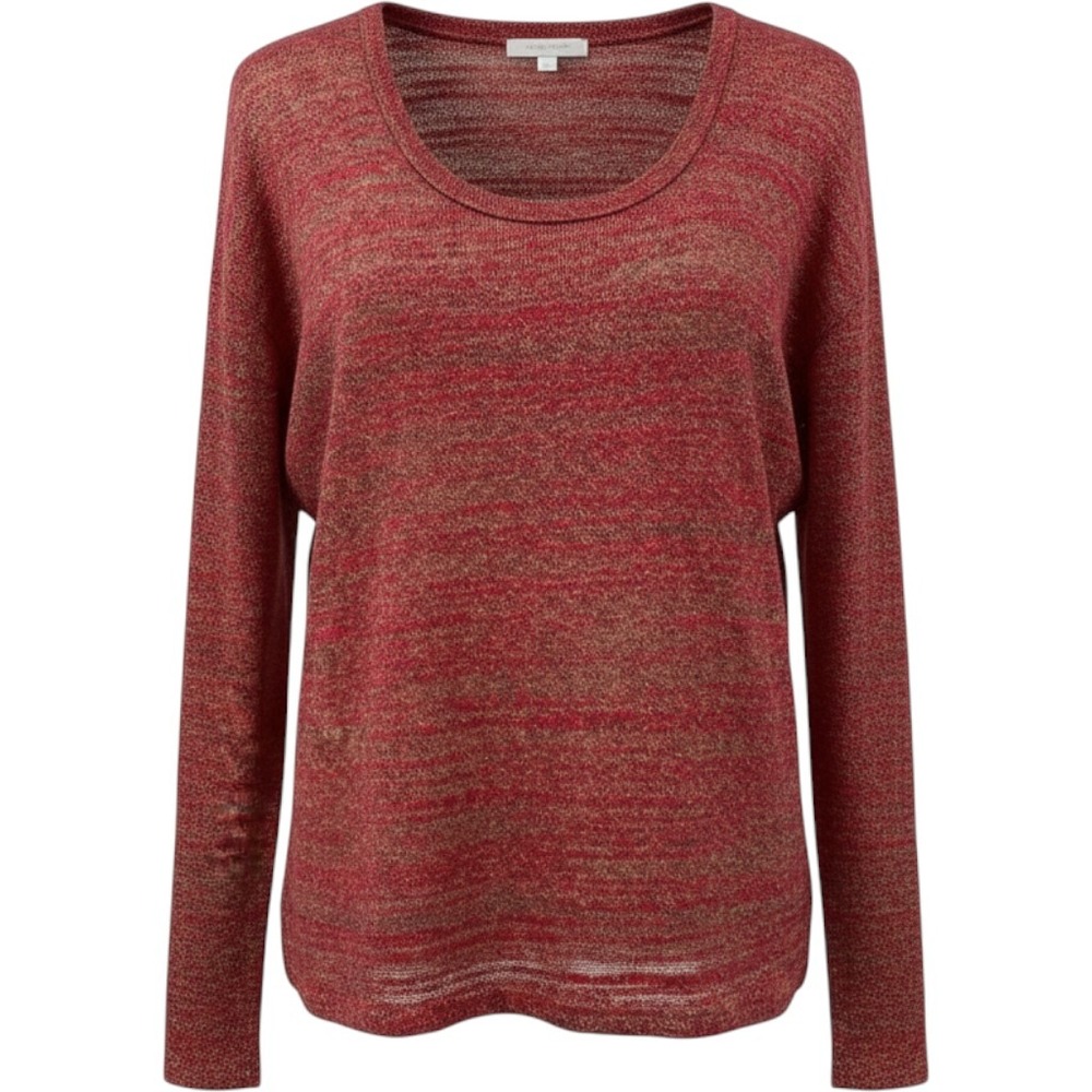 Kut from the Kloth Red Space Dye Metallic Knit Sweater Shimmer Comfy Women Large